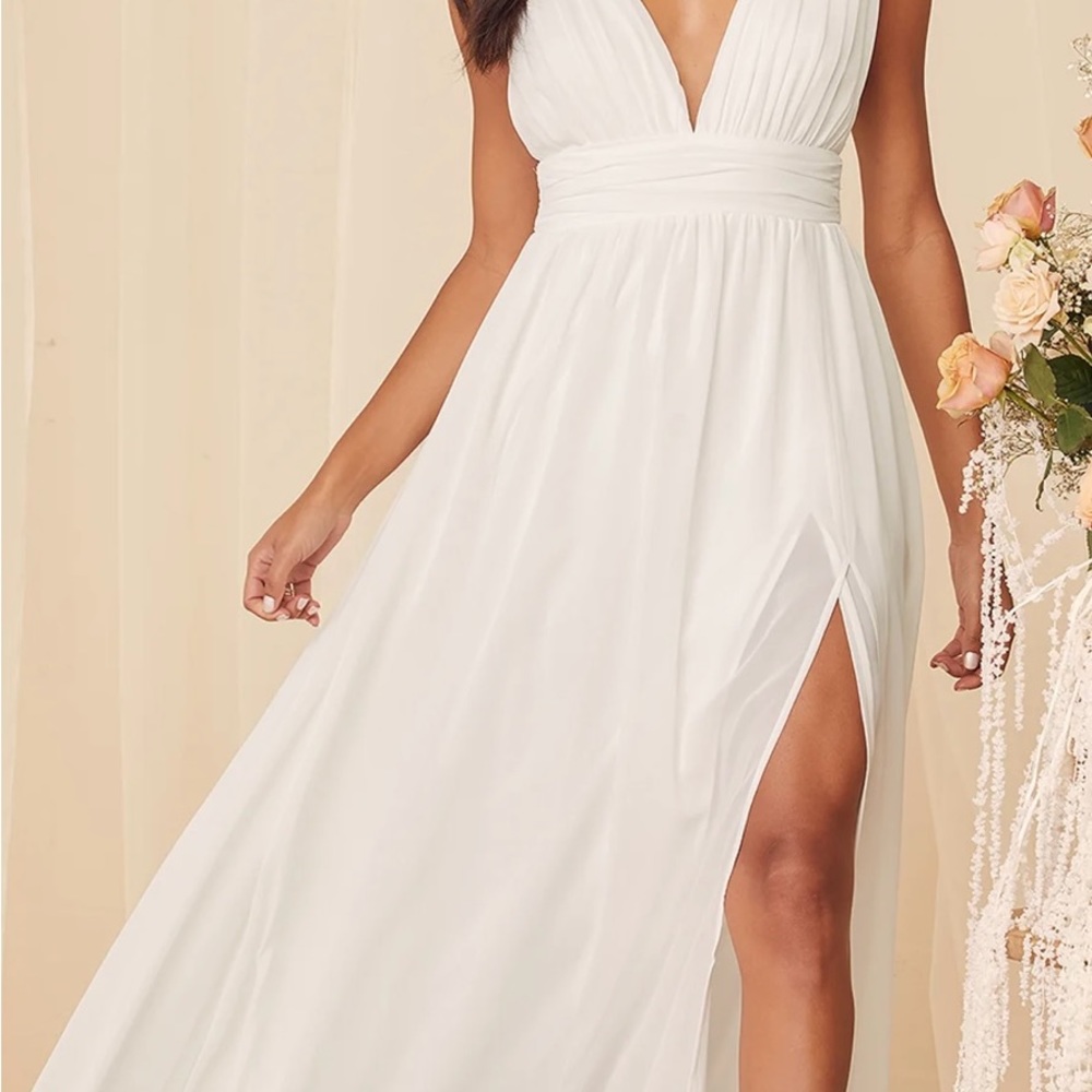 White maxi dress wedding engagement